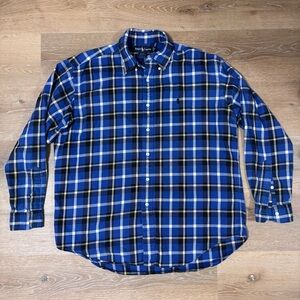 Vintage Blue Plaid Button-Down Men’s Shirt - Ralph Lauren